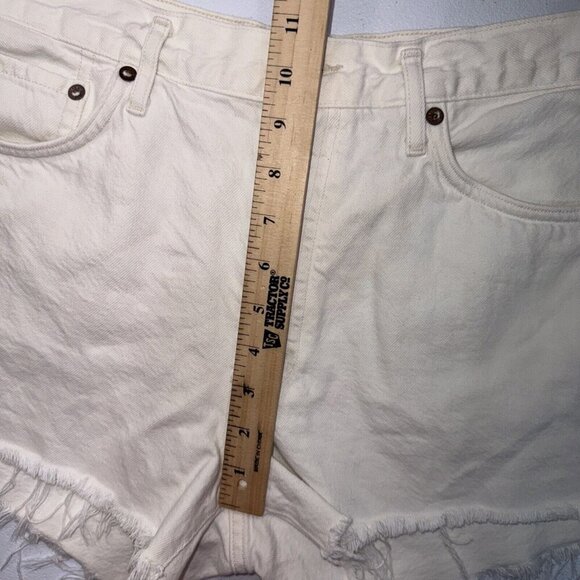 AGOLDE Shorts Designer White Denim Cutoff Parker Distressed Bottoms Preppy Boho - Picture 10 of 12